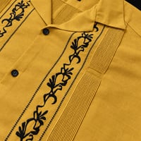 【ご注文日より１年以内にお届け】【受注生産】【ESG-20S-MUB】【REJILLADA 】【S/S GUAYABERA】【MUSTARDxBLACK】 【マスタードx黒】