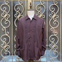 【10月中旬】【予約商品】【長袖】【ESG-20LP-BRB】【 L/S GUAYABERA】【REJILLADA CIPRE】【BROWN x BLACK 】