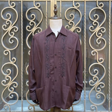 【9月下旬】【予約商品】【長袖】【ESG-20LP-BRB】【 L/S GUAYABERA】【REJILLADA CIPRE】【BROWN x BLACK 】