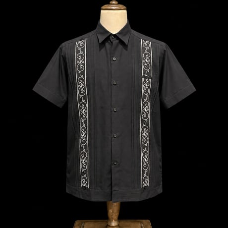 【半袖】【 ESGS-11S-BS 】【 S/S GUAYABERA】【BLACK x SILVER】 【黒 x 銀】