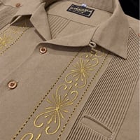 【半袖】【 ESG-01S-KHG 】【 S/S GUAYABERA 】【 REJILLADA 】【 KHAKI x GOLD 】【 カーキ x 金 】