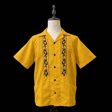【ご注文日より１年以内にお届け】【受注生産】【ESG-20S-MUB】【REJILLADA 】【S/S GUAYABERA】【MUSTARDxBLACK】 【マスタードx黒】