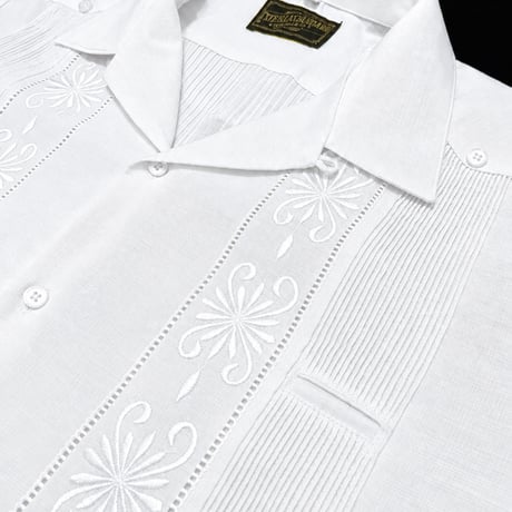 【ご注文日より１年以内にお届け】【受注生産】【半袖】【 ESG-01S-W】【 S/S GUAYABERA 】【 REJILLADA 】【 WHITE 】【 白】