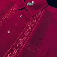 【ご注文日より１年以内にお届け】【受注生産】【ESG-20S-BU】【REJILLADA 】【S/S GUAYABERA】【BURGUNDY】 【臙脂色】