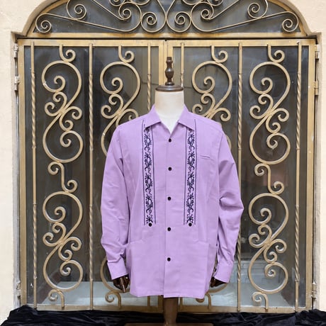 【ご注文日より１年以内にお届け】【受注生産】【長袖】【 ESG-20L-LAB 】【 L/S GUAYABERA 】【 REJILLADA 】【 LAVENDER x BLACK 】