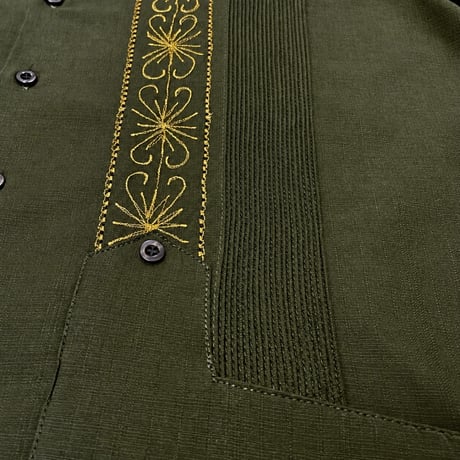 【半袖】【 ESG-01S-OLG 】【 S/S GUAYABERA 】【 REJILLADA 】【 OLIVE x GOLD 】【 オリーブ x 金 】