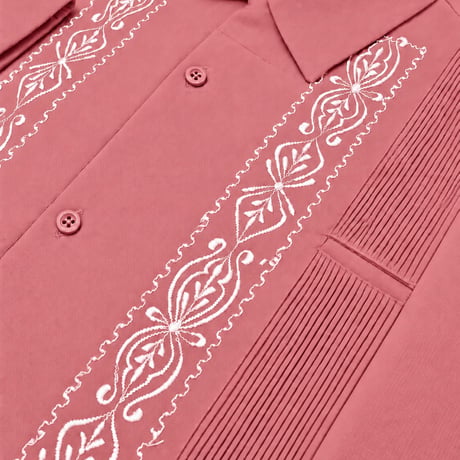 【ご注文日より１年以内にお届け】【受注生産】【長袖】【 ESG-01L-RPW 】【 L/S GUAYABERA 】【 REJILLADA 】【ROSE PINKxWHITE 】
