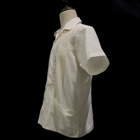 【半袖】【 ESG-01S-OFG 】【 S/S GUAYABERA 】【 REJILLADA 】【 OFF WHITE x GOLD 】【 オフホワイト x 金 】