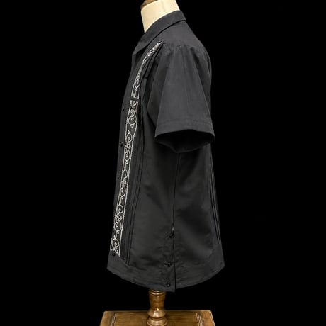 【半袖】【 ESGS-11S-BS 】【 S/S GUAYABERA】【BLACK x SILVER】 【黒 x 銀】