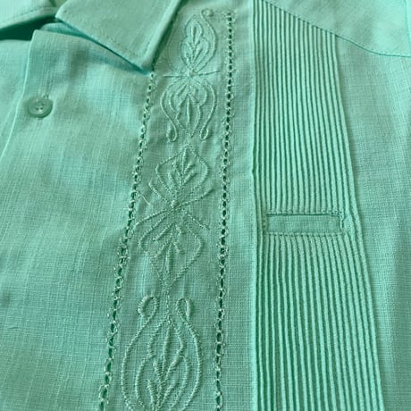 【長袖】【 ESG-01L-LI 】【L/S GUAYABERA】【 REJILLADA 】【LIME 】【ライム】