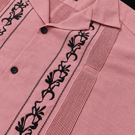 【ご注文日より１年以内にお届け】【受注生産】【ESG-20S-RPB】【REJILLADA 】【S/S GUAYABERA】【ROSEPINK xBLACK】 【ローズピンクx黒】
