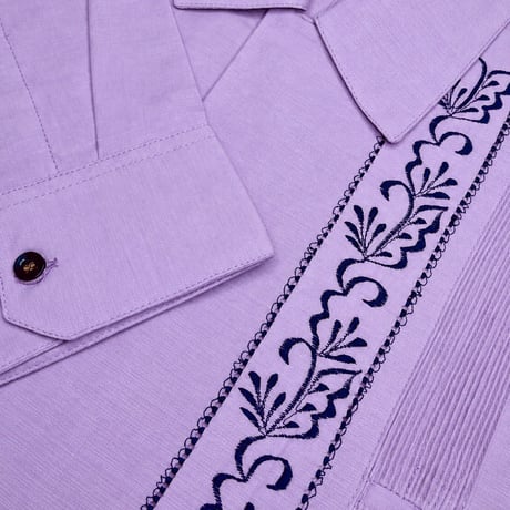 【ご注文日より１年以内にお届け】【受注生産】【長袖】【 ESG-20L-LAB 】【 L/S GUAYABERA 】【 REJILLADA 】【 LAVENDER x BLACK 】