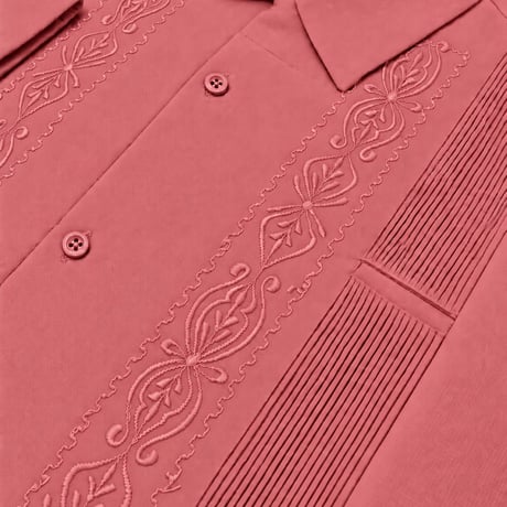 【ご注文日より１年以内にお届け】【受注生産】【長袖】【 ESG-01L-RP 】【 L/S GUAYABERA 】【 REJILLADA 】【ROSE PINK】【ローズピンク】