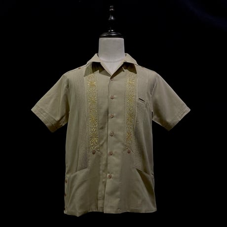 【半袖】【 ESG-01S-KHG 】【 S/S GUAYABERA 】【 REJILLADA 】【 KHAKI x GOLD 】【 カーキ x 金 】