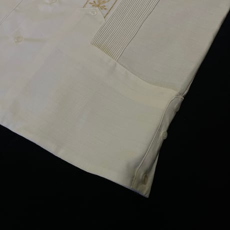 【半袖】【 ESG-01S-OFG 】【 S/S GUAYABERA 】【 REJILLADA 】【 OFF WHITE x GOLD 】【 オフホワイト x 金 】