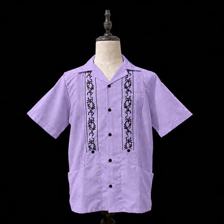 【ご注文日より１年以内にお届け】【受注生産】【ESG-20S-LAB】【REJILLADA 】【S/S GUAYABERA】【LAVENDARxBLACK】 【ラベンダーx黒】
