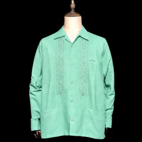 【長袖】【 ESG-01L-LI 】【L/S GUAYABERA】【 REJILLADA 】【LIME 】【ライム】