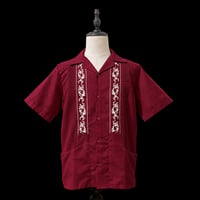 【ご注文日より１年以内にお届け】【受注生産】【ESG-20S-BUW】【REJILLADA 】【S/S GUAYABERA】【BURGUNDYxWHITE】 【臙脂色x白】