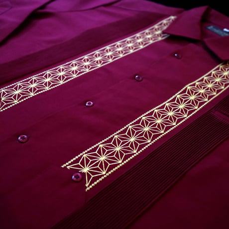 【9月下旬】【予約商品】【 半袖 】【 ESGS-04S-BUG 】【 REJILLADA ASA 】【 麻の葉柄 】【 BURGUNDY x GOLD 】【 臙脂色 x 金 】