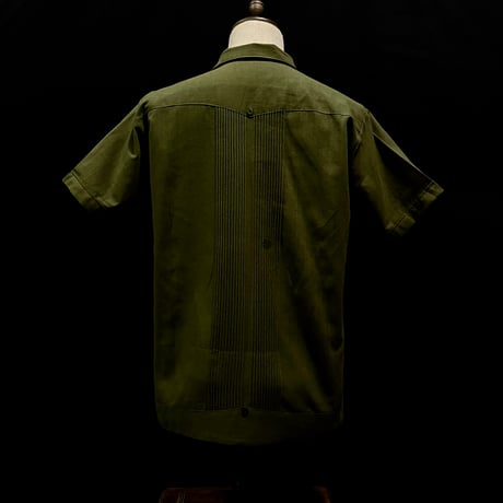 【半袖】【 ESG-01S-OLG 】【 S/S GUAYABERA 】【 REJILLADA 】【 OLIVE x GOLD 】【 オリーブ x 金 】