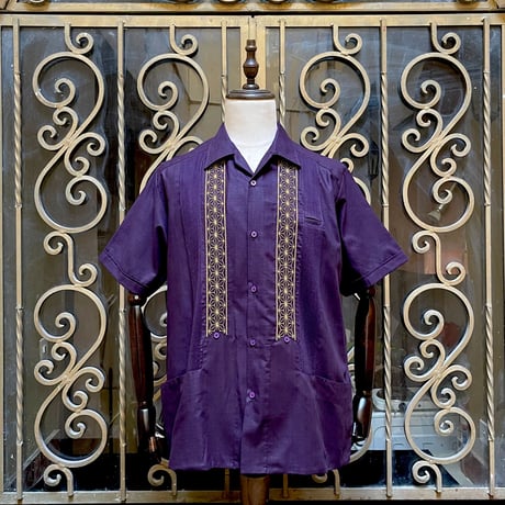 【半袖】【 ESGS-04S-PUG】【S/S REJILLADA ASA 】【 麻の葉柄 】【 PURPLEx GOLD 】【紫x金】