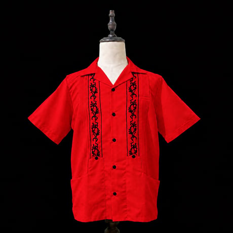 【ご注文日より１年以内にお届け】【受注生産】【ESG-20S-REB】【REJILLADA 】【S/S GUAYABERA】【REDxBLACK】 【赤x黒】