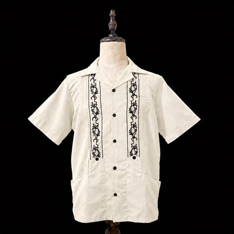 【ご注文日より１年以内にお届け】【受注生産】【ESG-20S-OFB】【REJILLADA 】【S/S GUAYABERA】【OFF WHITExBLACK】 【オフホワイトx黒】