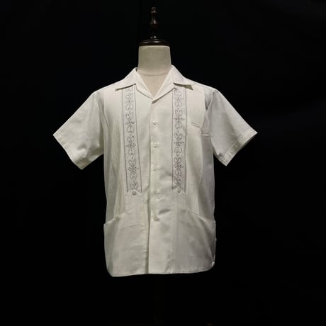 【半袖】【 ESG-01S-OFS】【 S/S GUAYABERA 】【 REJILLADA 】【 OFF WHITE x SILVER 】【 オフホワイト x 銀 】