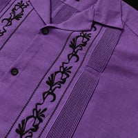 【ご注文日より１年以内にお届け】【受注生産】【ESG-20S-PUB】【REJILLADA 】【S/S GUAYABERA】【PURPLExBLACK】 【紫x黒】