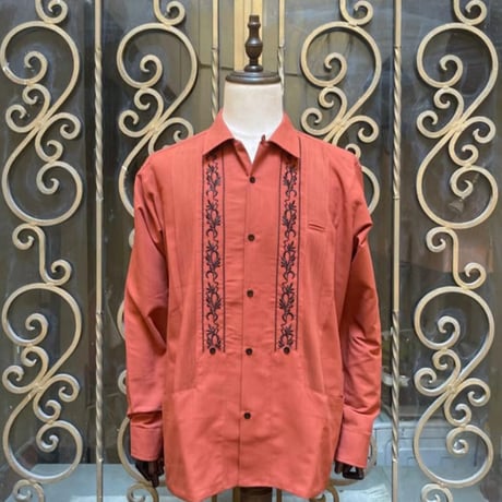 【9月下旬】【予約商品】【ESG-20L-ORB】【REJILLADA 】【L/S GUAYABERA】【ORANGE xBLACK】