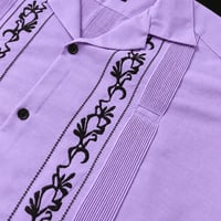 【ご注文日より１年以内にお届け】【受注生産】【ESG-20S-LAB】【REJILLADA 】【S/S GUAYABERA】【LAVENDARxBLACK】 【ラベンダーx黒】