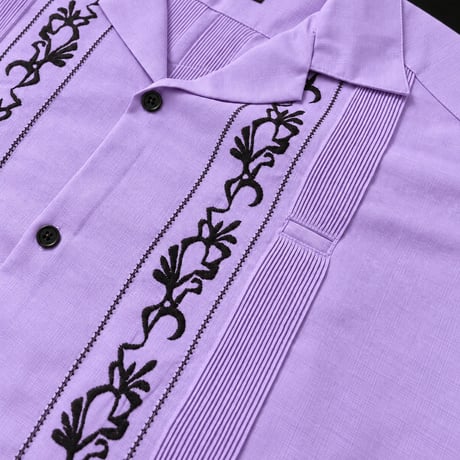 【ご注文日より１年以内にお届け】【受注生産】【ESG-20S-LAB】【REJILLADA 】【S/S GUAYABERA】【LAVENDARxBLACK】 【ラベンダーx黒】