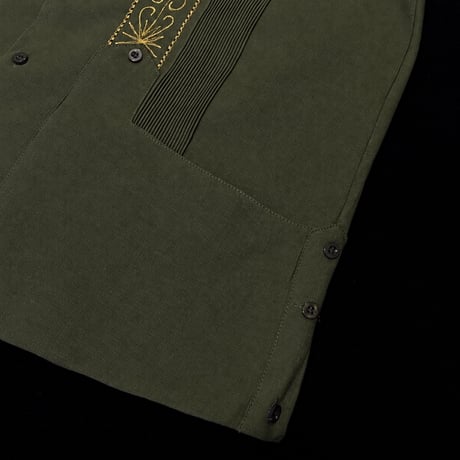 【半袖】【 ESG-01S-OLG 】【 S/S GUAYABERA 】【 REJILLADA 】【 OLIVE x GOLD 】【 オリーブ x 金 】