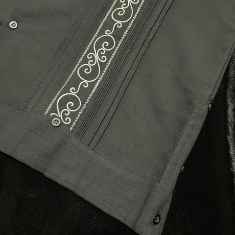【半袖】【 ESGS-11S-BS 】【 S/S GUAYABERA】【BLACK x SILVER】 【黒 x 銀】