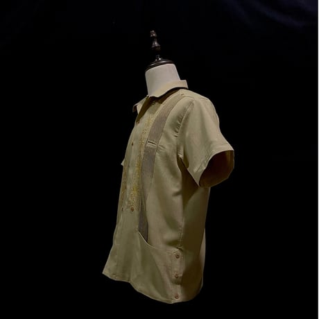 【半袖】【 ESG-01S-KHG 】【 S/S GUAYABERA 】【 REJILLADA 】【 KHAKI x GOLD 】【 カーキ x 金 】