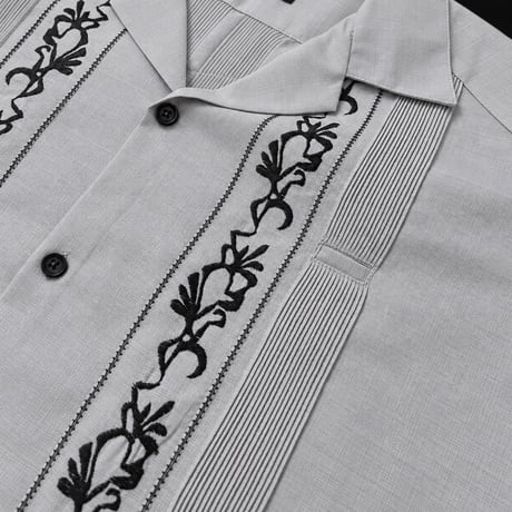 【ご注文日より１年以内にお届け】【受注生産】【ESG-20S-GRB】【REJILLADA 】【S/S GUAYABERA】【GRAYxBLACK】 【グレーx黒】