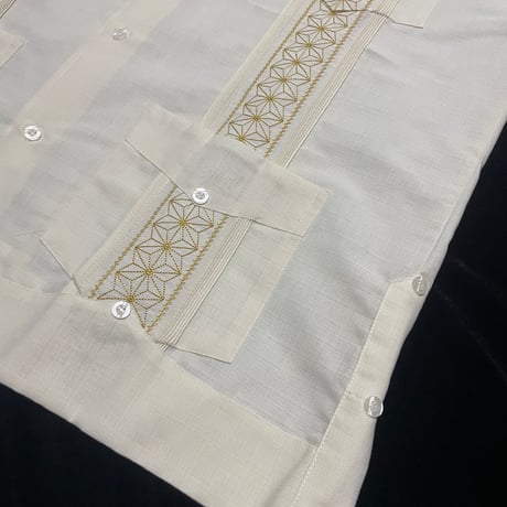 【1月〜2月】【予約商品】【長袖】【 ESGS-13L-OFG 】【 L/S CUBANA ASA 】【OFF WHITEx GOLD 】 【オフホワイトx金】