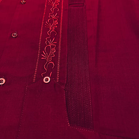 【ご注文日より１年以内にお届け】【受注生産】【ESG-20S-BU】【REJILLADA 】【S/S GUAYABERA】【BURGUNDY】 【臙脂色】