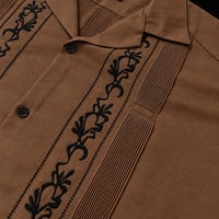 【ご注文日より１年以内にお届け】【受注生産】【ESG-20S-BRB】【REJILLADA 】【S/S GUAYABERA】【BROWNxBLACK】 【茶色x黒】