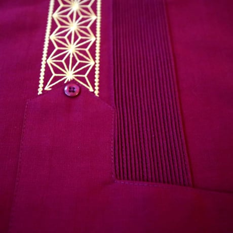【9月下旬】【予約商品】【 半袖 】【 ESGS-04S-BUG 】【 REJILLADA ASA 】【 麻の葉柄 】【 BURGUNDY x GOLD 】【 臙脂色 x 金 】