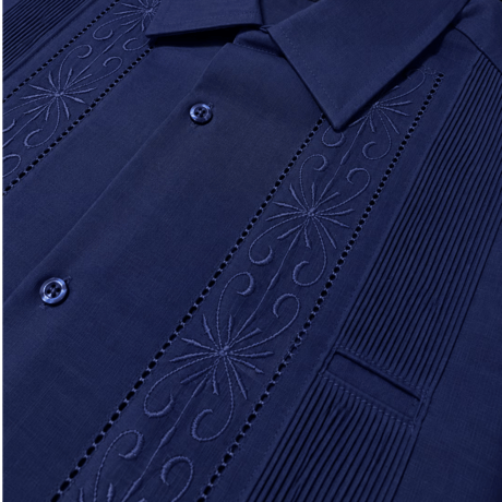 【ご注文日より１年以内にお届け】【受注生産】【半袖】【 ESG-01S-N 】【 S/S GUAYABERA 】【 REJILLADA 】【 NAVY 】【 紺 】