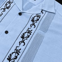 【ご注文日より１年以内にお届け】【受注生産】【ESG-20S-SAB】【REJILLADA 】【S/S GUAYABERA】【SAX xBLACK】 【サックスブルーx黒】