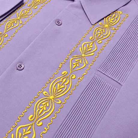 【2027年7月31日までにお届け】【受注生産】【長袖】【 ESG-01L-LAG 】【 L/S GUAYABERA 】【 REJILLADA 】【 LAVENDERxGOLD 】