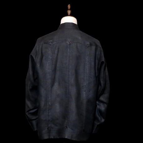 【ご注文日より１年以内にお届け】【受注生産】【 長袖 】【 ESGP-08L-BG 】【 LINEN/リネン 】【 クロスステッチ手刺繍 】【L/S GUAYAMISA】【BLACK】【黒】