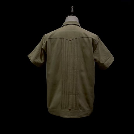 【半袖】【 ESG-01S-KHS 】【 S/S GUAYABERA 】【 REJILLADA 】【 KHAKI x SILVER 】【 カーキ x 銀 】