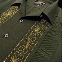 【半袖】【 ESG-01S-OLG 】【 S/S GUAYABERA 】【 REJILLADA 】【 OLIVE x GOLD 】【 オリーブ x 金 】