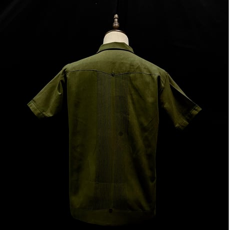 【半袖】【 ESG-01S-OLS 】【 S/S GUAYABERA 】【 REJILLADA 】【 OLIVE x SILVER 】【 オリーブ x 銀 】