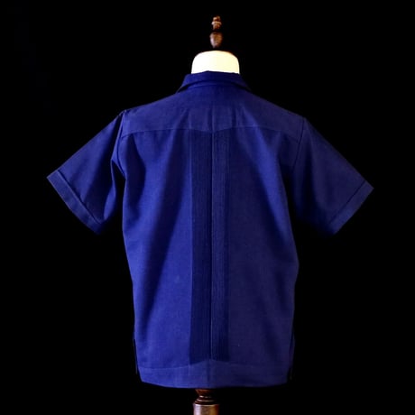 【ご注文日より１年以内にお届け】【受注生産】【半袖】【 ESG-01S-N 】【 S/S GUAYABERA 】【 REJILLADA 】【 NAVY 】【 紺 】