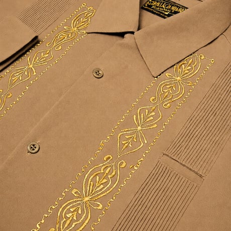【9月下旬】【予約商品】【長袖】【 ESG-01L-KHG 】【 L/S GUAYABERA 】【 REJILLADA 】【 KHAKI x GOLD 】【カーキ x 金】