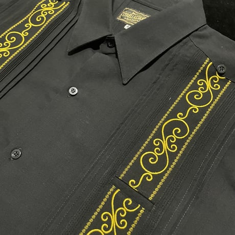 【半袖】【 ESGS-11S-BG 】【 S/S GUAYABERA】【BLACK x GOLD】 【黒 x 金】